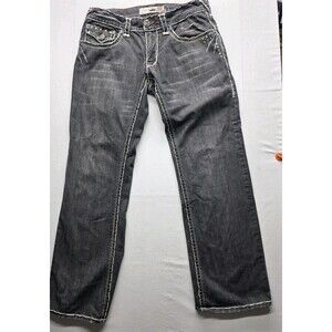 Laguna Beach Men's Jeans Blk/Gray & White Thread 36x32 Designer RARE Skulls USA